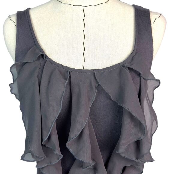 Anthropologie Ric Rac Dress Womens Size XS Rising‎ Vapors Grey Ruffle Keyhole - Picture 3 of 10